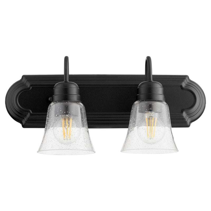 Quorum 5094-2-269 Two Light Vanity, Textured Black w/ Clear/Seeded