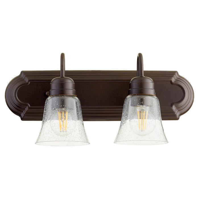 Quorum 5094-2-286 Two Light Vanity, Oiled Bronze w/ Clear/Seeded