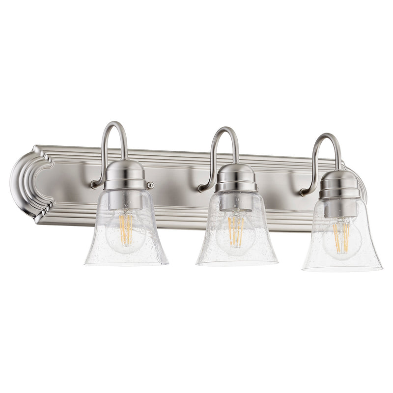 Quorum 5094-3-265 Three Light Vanity, Satin Nickel w/ Clear/Seeded