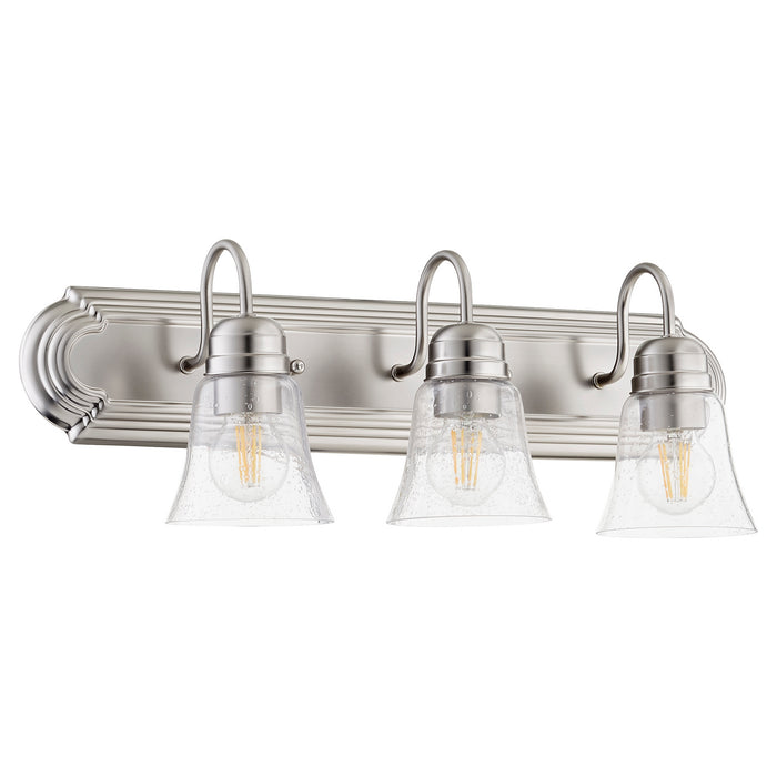 Quorum 5094-3-265 Three Light Vanity, Satin Nickel w/ Clear/Seeded