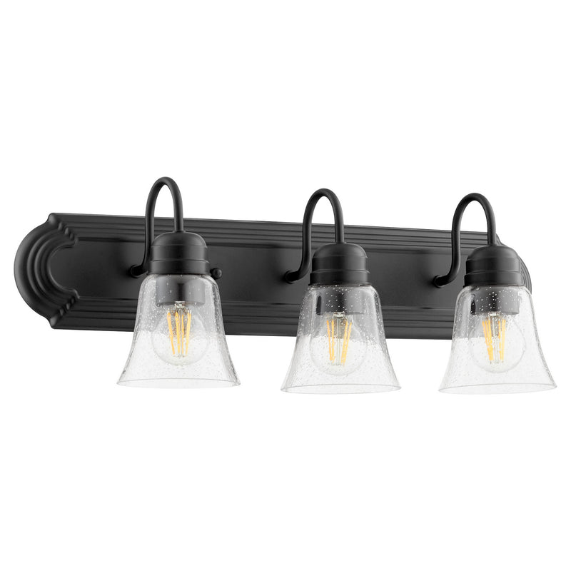 Quorum 5094-3-269 Three Light Vanity, Textured Black w/ Clear/Seeded