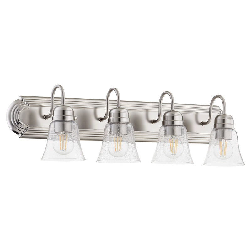 Quorum 5094-4-265 Four Light Vanity, Satin Nickel w/ Clear/Seeded