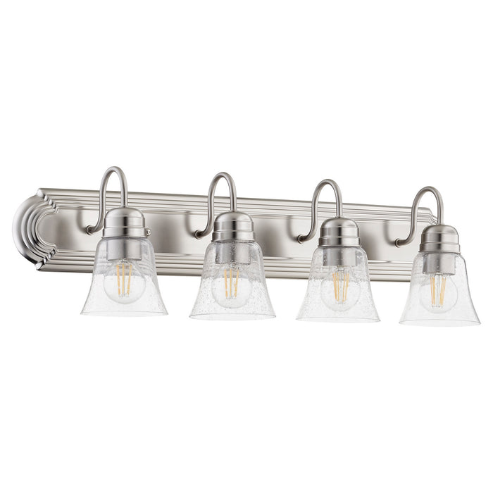 Quorum 5094-4-265 Four Light Vanity, Satin Nickel w/ Clear/Seeded