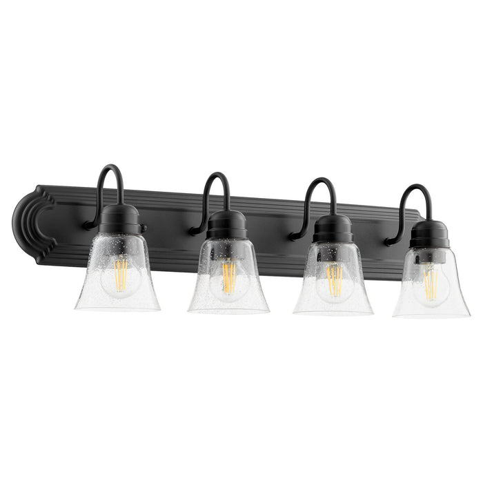 Quorum 5094-4-269 Four Light Vanity, Textured Black w/ Clear/Seeded