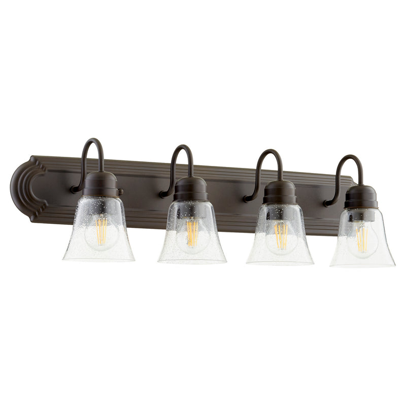 Quorum 5094-4-286 Four Light Vanity, Oiled Bronze w/ Clear/Seeded