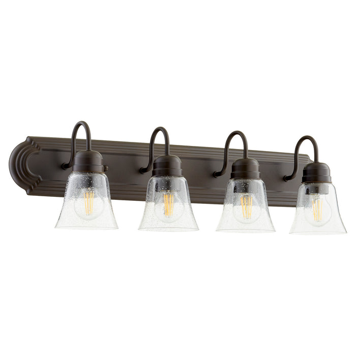 Quorum 5094-4-286 Four Light Vanity, Oiled Bronze w/ Clear/Seeded