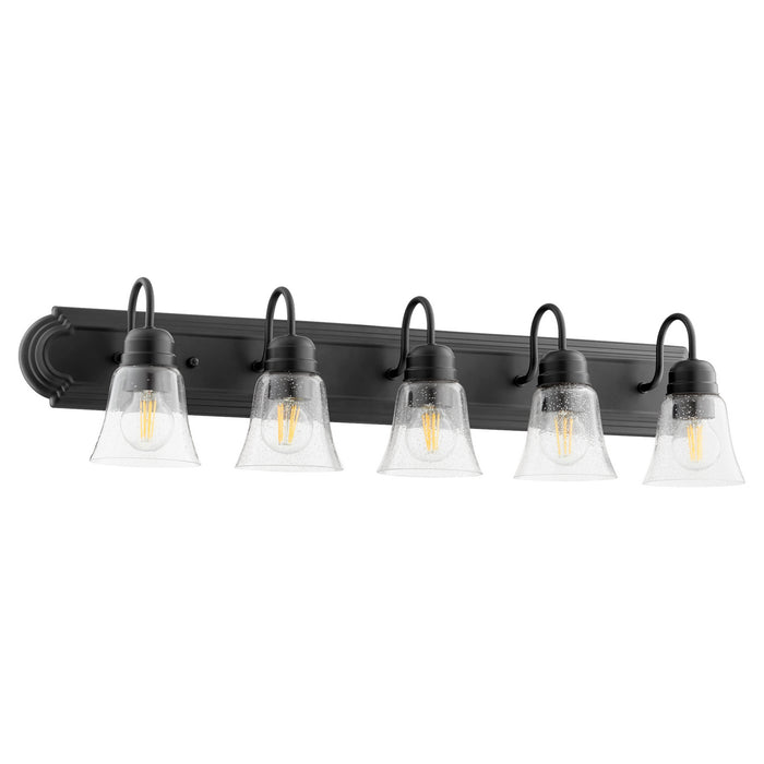 Quorum 5094-5-269 Five Light Vanity, Textured Black w/ Clear/Seeded