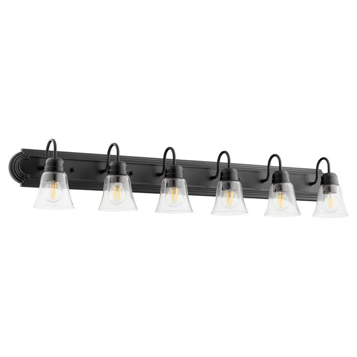 Quorum 5094-6-269 Six Light Vanity, Textured Black w/ Clear/Seeded