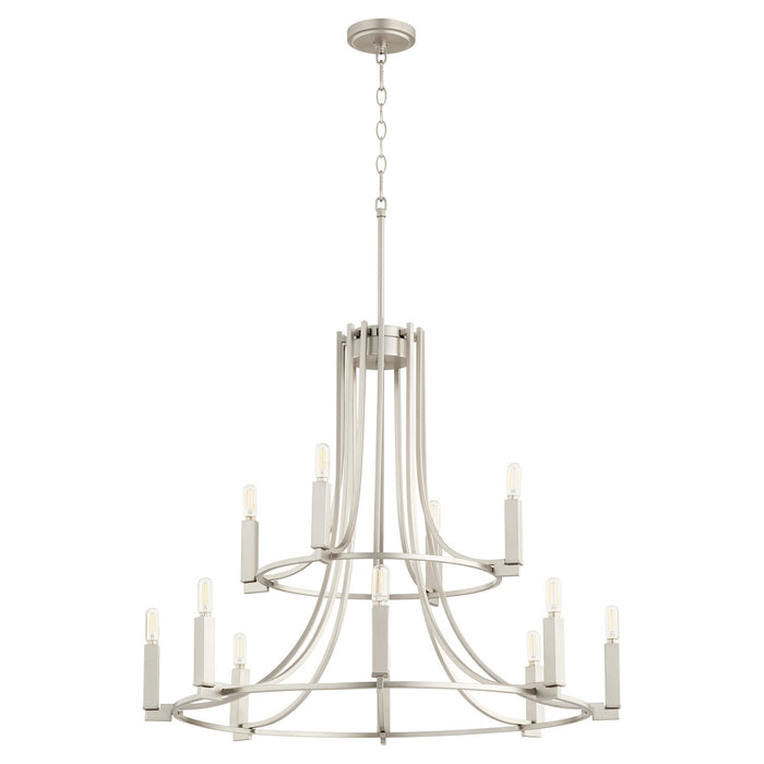 Quorum 696-12-65 12 Light Chandelier, Satin Nickel