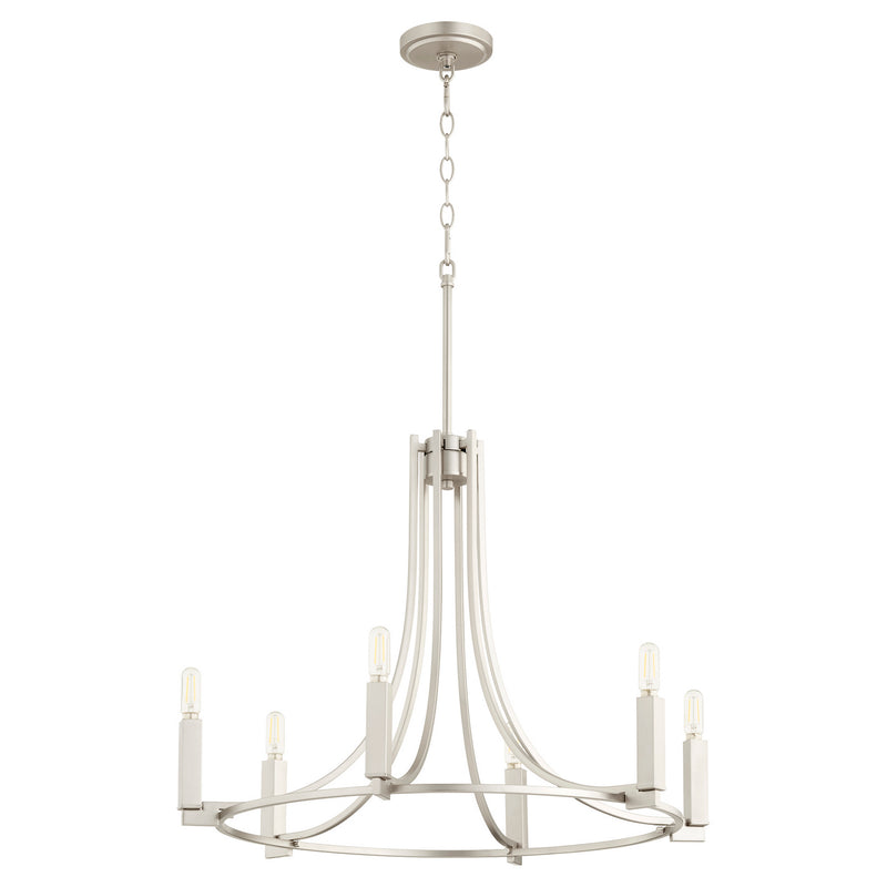 Quorum 696-6-65 Six Light Chandelier, Satin Nickel