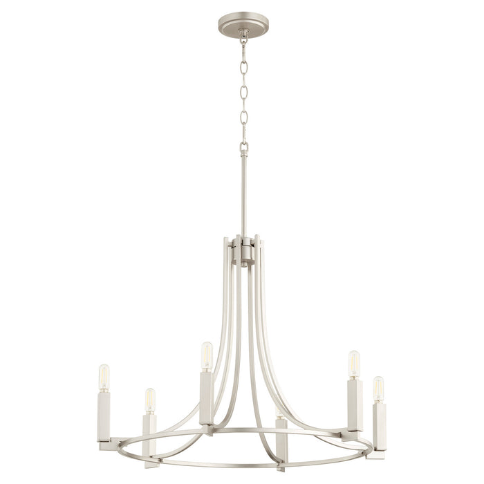 Quorum 696-6-65 Six Light Chandelier, Satin Nickel