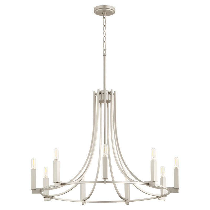 Quorum 696-9-65 Nine Light Chandelier, Satin Nickel