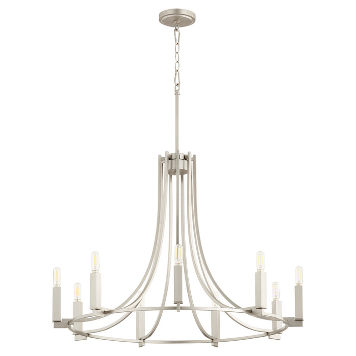 Quorum 696-9-65 Nine Light Chandelier, Satin Nickel