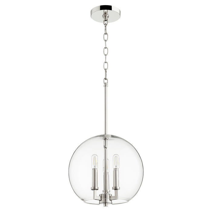 Quorum 873-3-62 Three Light Pendant, Polished Nickel