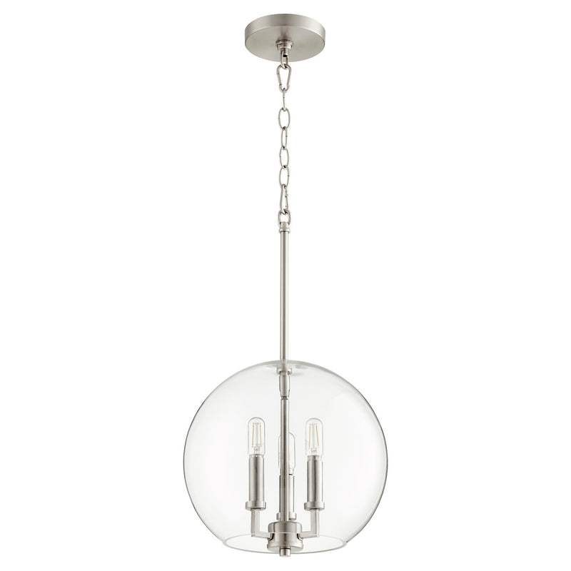 Quorum 873-3-65 Three Light Pendant, Satin Nickel