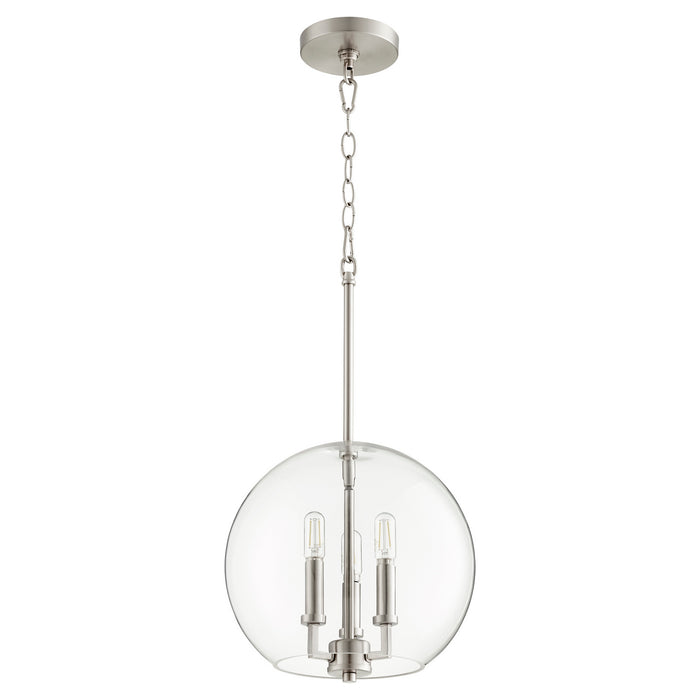 Quorum 873-3-65 Three Light Pendant, Satin Nickel