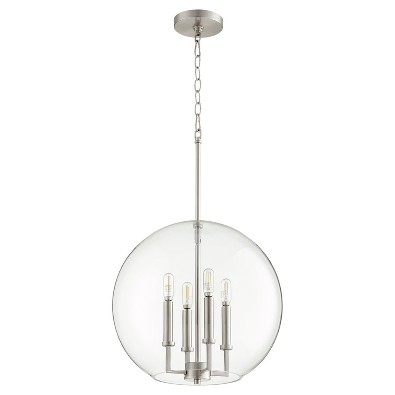 Quorum 873-4-65 Four Light Pendant, Satin Nickel