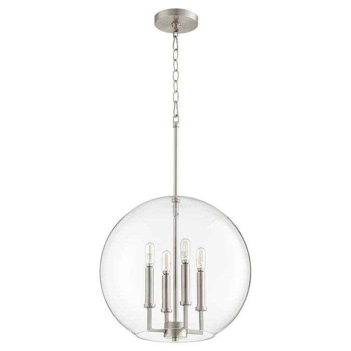 Quorum 873-4-65 Four Light Pendant, Satin Nickel
