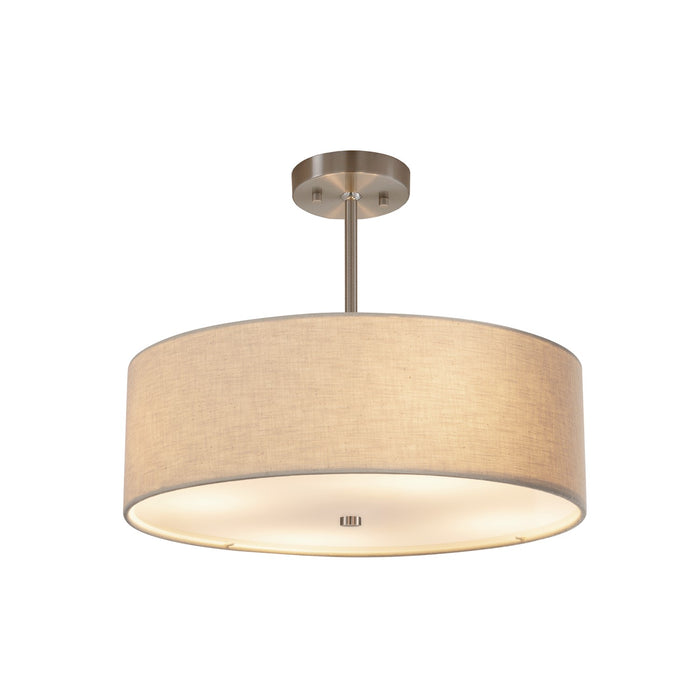 Justice Designs FAB-9591-CREM-NCKL Three Light Pendant, Brushed Nickel