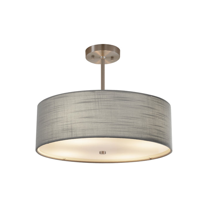 Justice Designs FAB-9591-GRAY-NCKL Three Light Pendant, Brushed Nickel