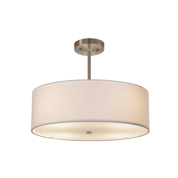 Justice Designs FAB-9591-WHTE-NCKL Three Light Pendant, Brushed Nickel