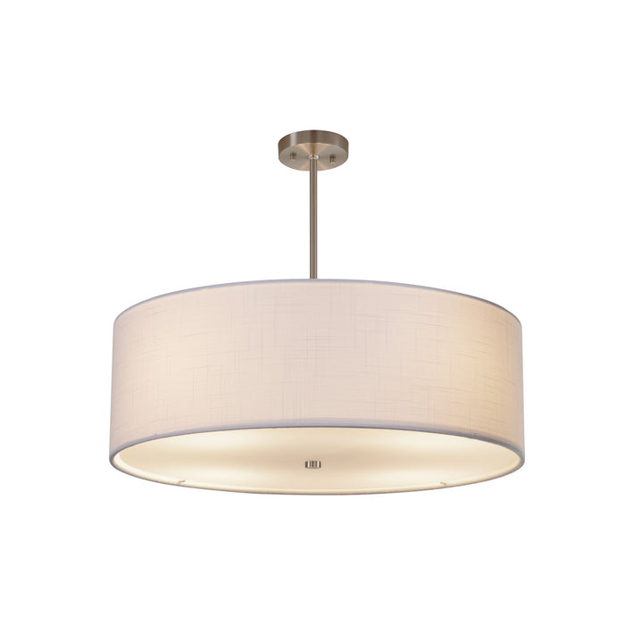 Justice Designs FAB-9592-WHTE-NCKL Six Light Pendant, Brushed Nickel