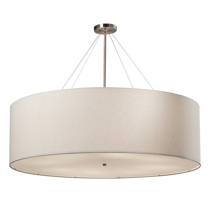 Justice Designs FAB-9597-WHTE-NCKL Eight Light Pendant, Brushed Nickel