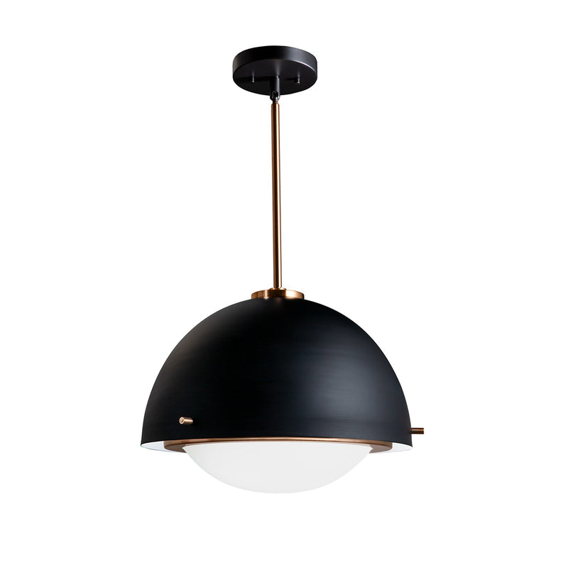 Justice Designs FSN-4001-OPAL-MBBR Two Light Pendant, Matte Black w/ Brass