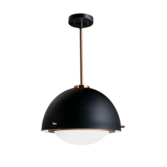 Justice Designs FSN-4001-OPAL-MBBR Two Light Pendant, Matte Black w/ Brass