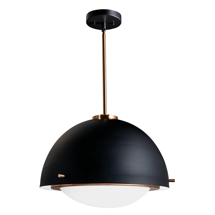 Justice Designs FSN-4003-OPAL-MBBR Three Light Pendant, Matte Black w/ Brass