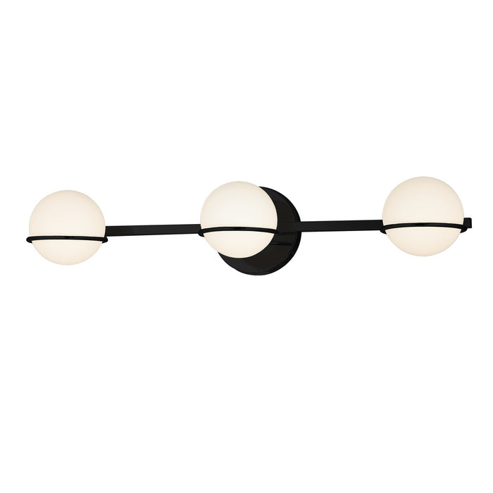 Justice Designs FSN-4163-OPAL-MBLK Three Light Bath Bar, Matte Black
