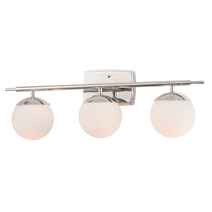 Justice Designs FSN-8963-OPAL-CROM Three Light Bath Bar, Polished Chrome