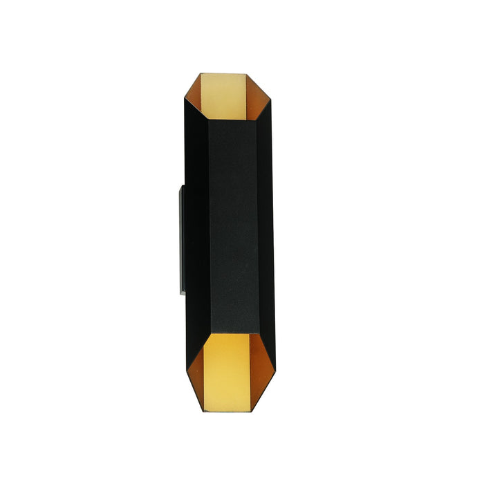 Justice Designs NSH-4092W-MBBR LED Outdoor Wall Sconce, Matte Black w/ Brass