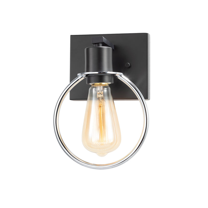 Justice Designs NSH-8901-CRMB One Light Wall Sconce, Matte Black w/ Chrome Ring