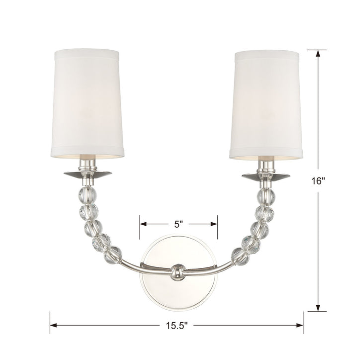 Crystorama 8012-PN Two Light Wall Sconce, Polished Nickel
