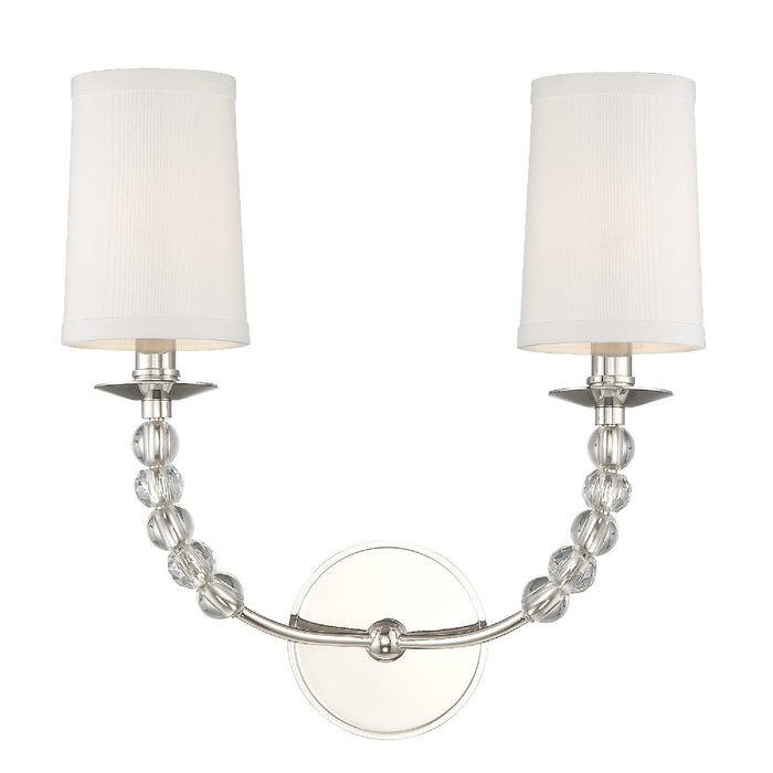 Crystorama 8012-PN Two Light Wall Sconce, Polished Nickel