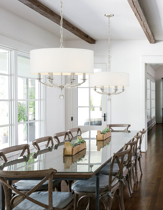 Crystorama 8016-PN Six Light Chandelier, Polished Nickel