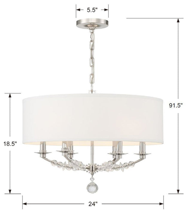 Crystorama 8016-PN Six Light Chandelier, Polished Nickel (Display - Final Sale)