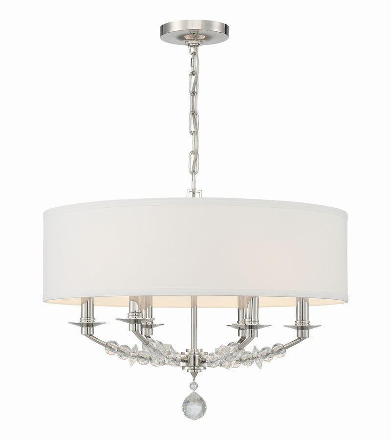 Crystorama 8016-PN Six Light Chandelier, Polished Nickel
