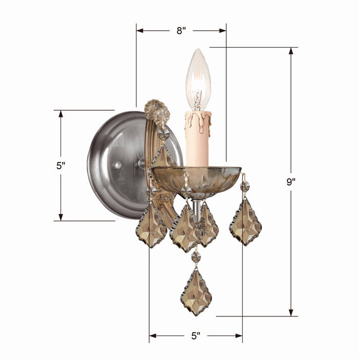 Crystorama 4471-AB-GT-S One Light Wall Sconce, Antique Brass