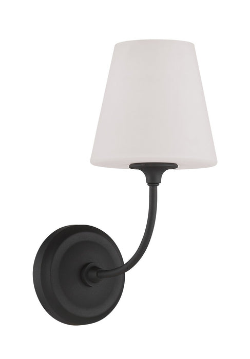 Crystorama 2441-OP-BF One Light Wall Sconce, Black Forged