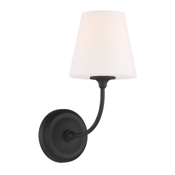 Crystorama 2441-OP-BF One Light Wall Sconce, Black Forged