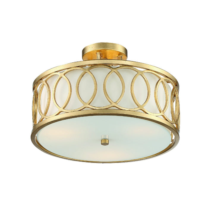 Crystorama 285-GA Three Light Semi Flush Mount, Antique Gold