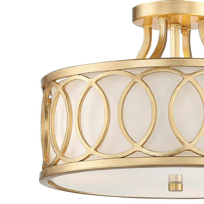 Crystorama 285-GA Three Light Semi Flush Mount, Antique Gold