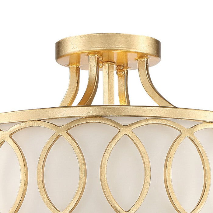 Crystorama 285-GA Three Light Semi Flush Mount, Antique Gold
