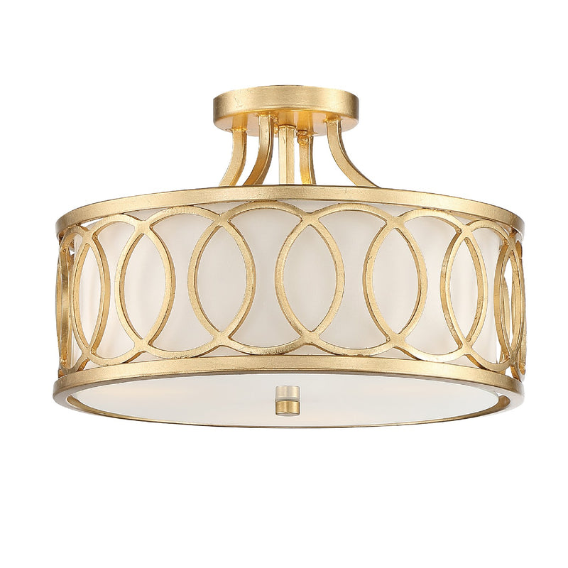Crystorama 285-GA Three Light Semi Flush Mount, Antique Gold