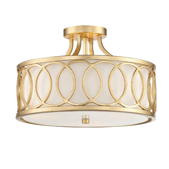 Crystorama 285-GA Three Light Semi Flush Mount, Antique Gold