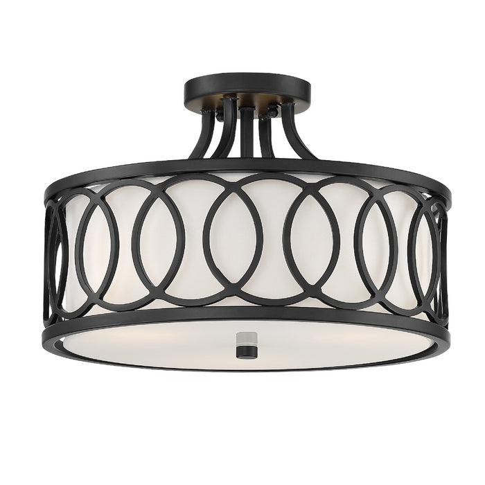 Crystorama 285-MK Three Light Semi Flush Mount, Matte Black