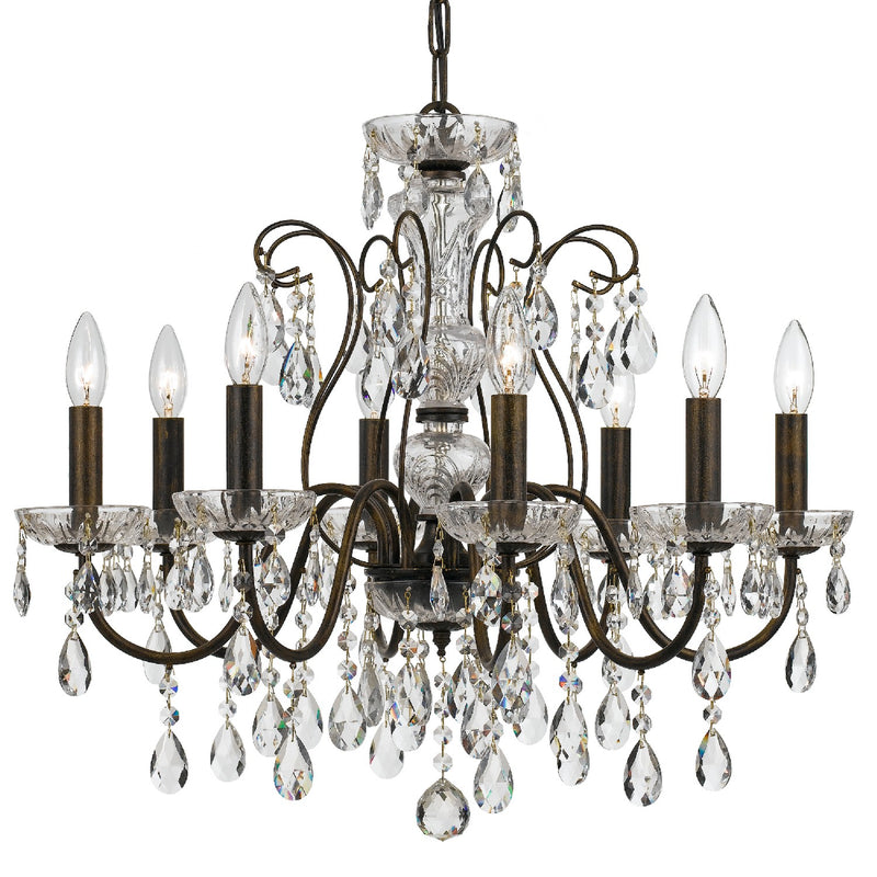 Crystorama 3028-EB-CL-MWP Eight Light Chandelier, English Bronze