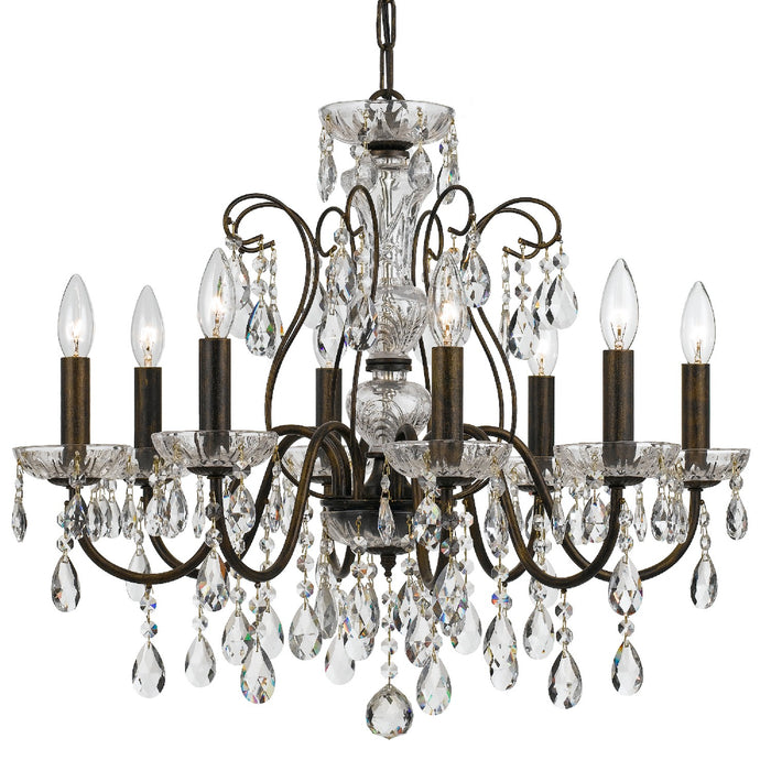 Crystorama 3028-EB-CL-S Eight Light Chandelier, English Bronze